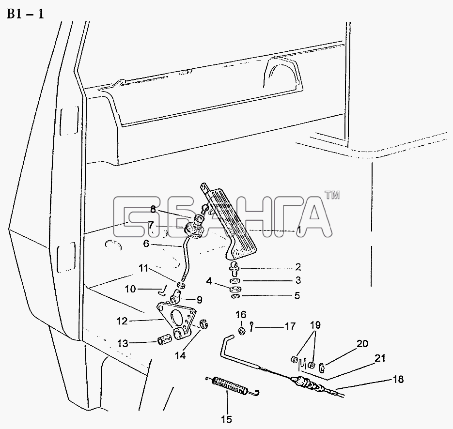 HOWO Sinotruk 6x4 Tipper (336) Схема OPEREATING LEVER (B1-1)-123