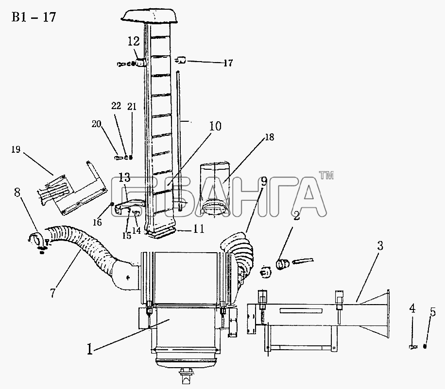 HOWO Sinotruk 6x4 Tipper (290) Схема AIR FILTER FOR DESERT (B1-17)-139