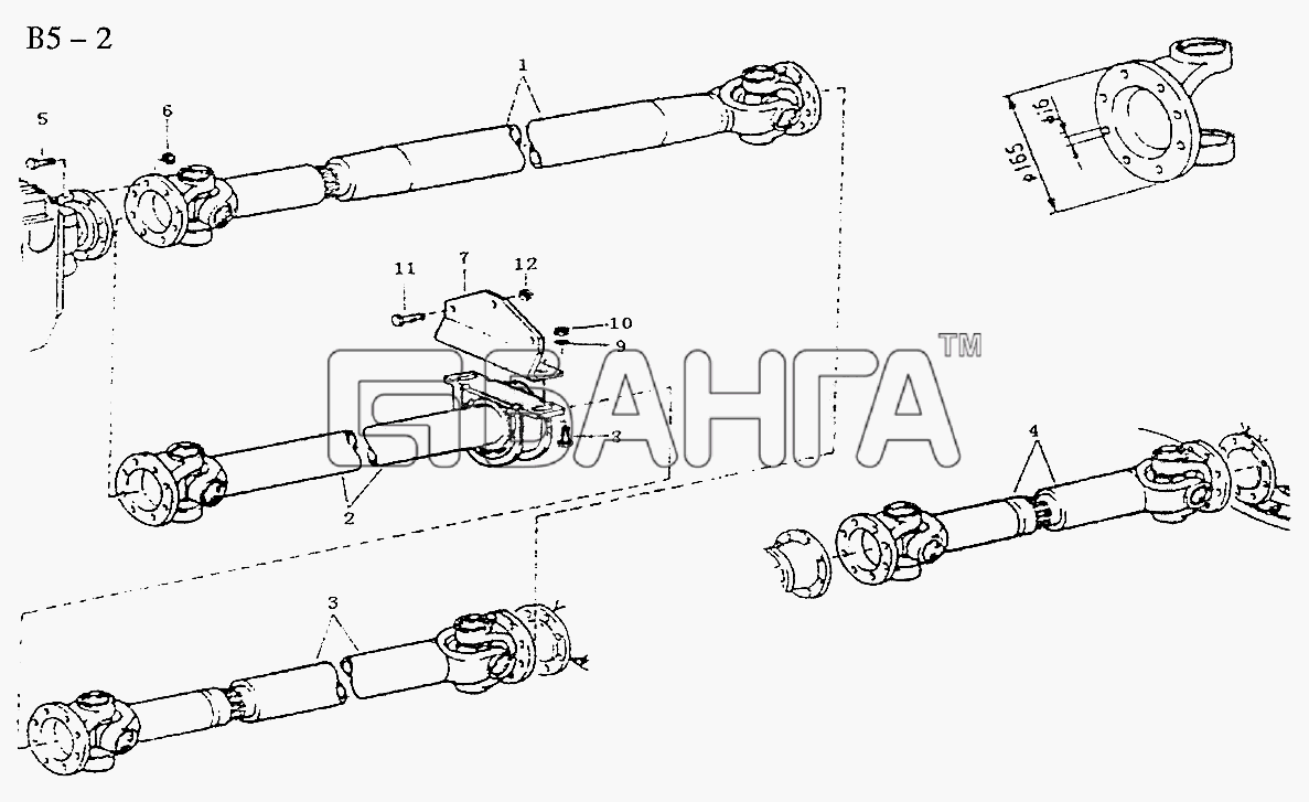 HOWO Sinotruk 8x4 Tipper (371) Схема 6x4 8x4 PROPELLER SHAFTS 290 336