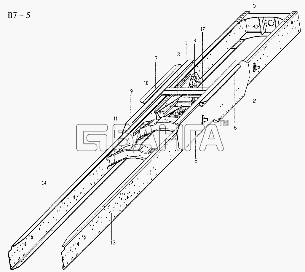 HOWO Sinotruck (полный) Схема CHASSIS FRAME FOR 6x4 TRACTOR TRUCK