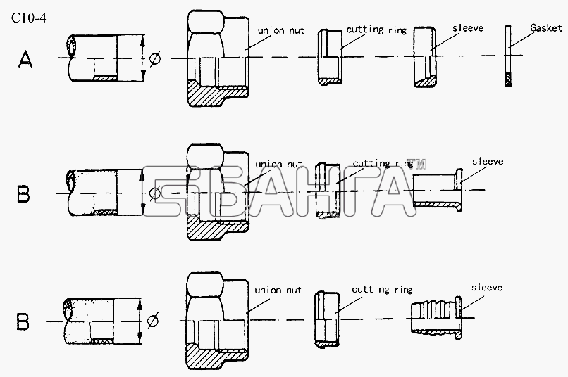 HOWO Sinotruk 4x2 Tractor (371) Схема CONNECTOR FOR LINE B