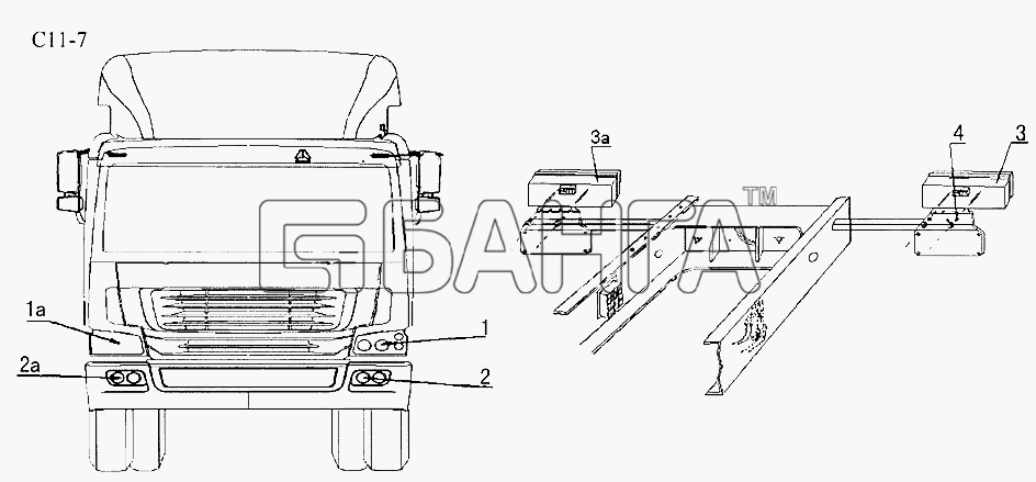HOWO Sinotruk 4x2 Tractor (371) Схема LIGHTS (C11-7)-493 banga.ua