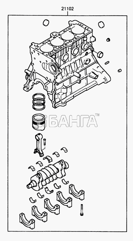 Hyundai Accent Схема SHORT ENGINE ASSY (SOHC)-83 banga.ua
