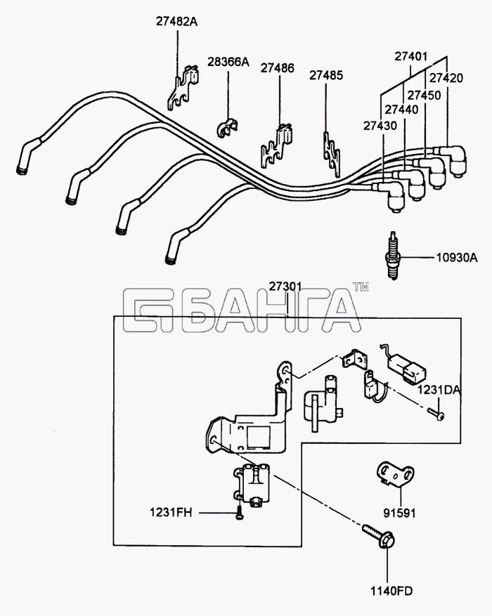 Hyundai Accent Схема SPARK PLUG CABLE (MFI SOHC)-202 banga.ua