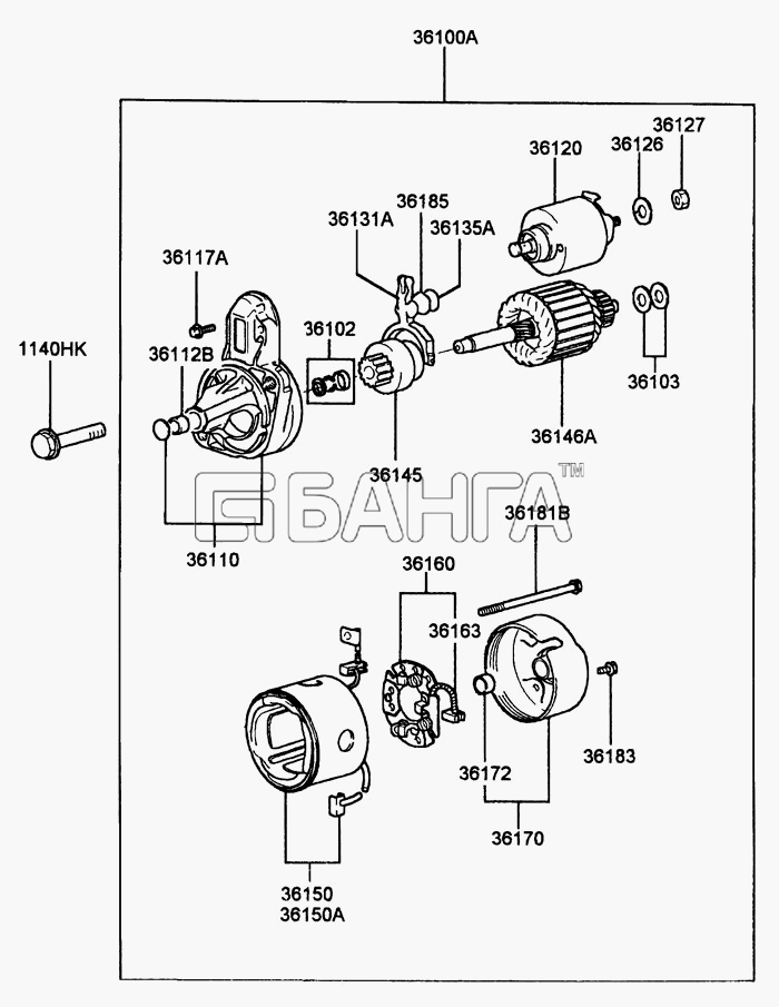 Hyundai Accent Схема STARTER (DOHC)-205 banga.ua