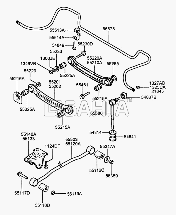 Hyundai Accent Схема REAR SUSPENSION CONTROL ARM-174 banga.ua