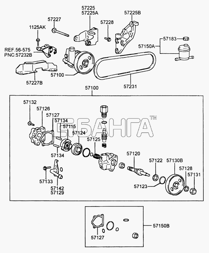 Hyundai Accent Схема POWER STEERING OIL PUMP-184 banga.ua