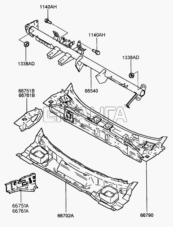 Hyundai Accent Схема COWL PANEL-74 banga.ua