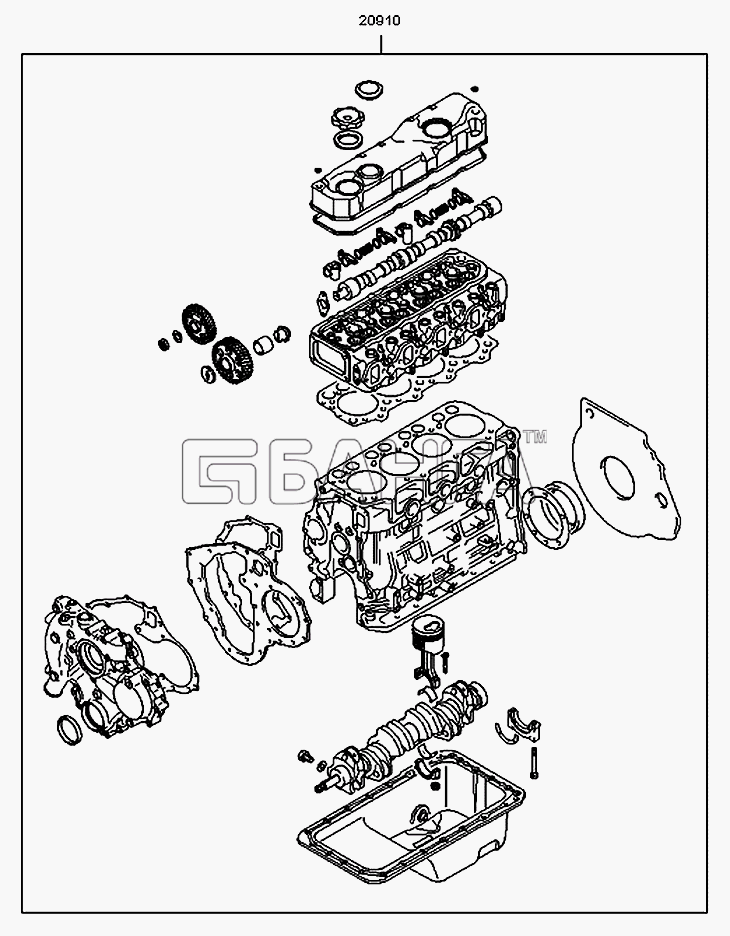Hyundai County Схема Комплект прокладок двигателя-77 banga.ua