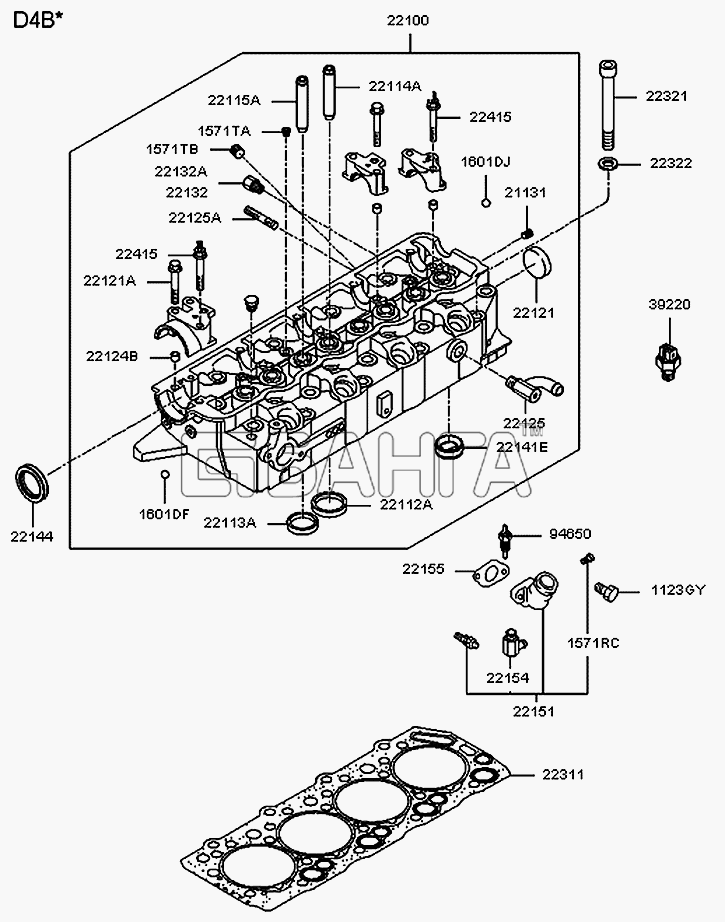 Hyundai H100 Porter Схема Головка блока цилиндров-57 banga.ua