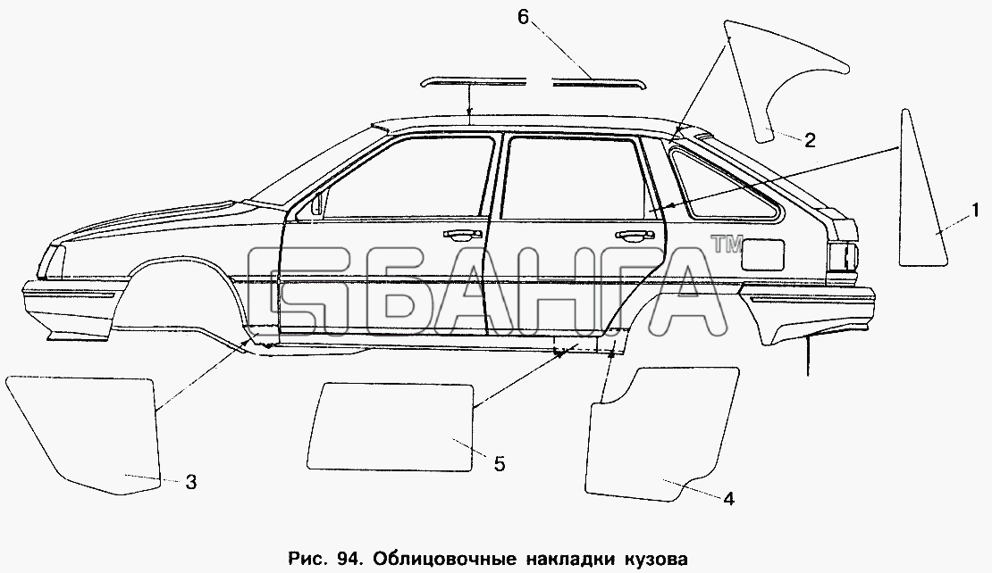 ИЖ ИЖ 2126 Схема Облицовочные накладки кузова-159 banga.ua