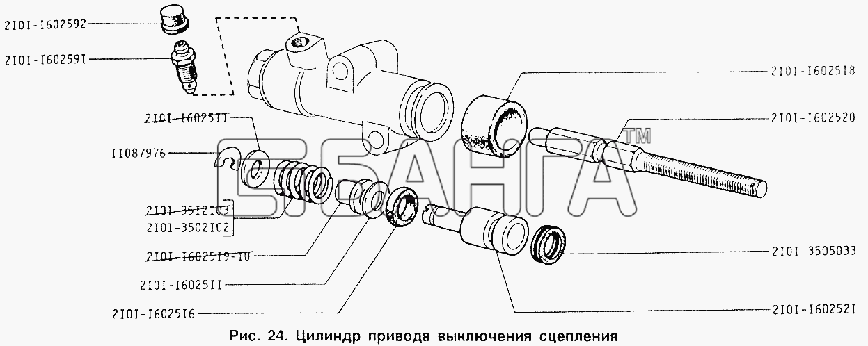 ИЖ ИЖ 2126 Схема Цилиндр привода включения сцепления-73 banga.ua