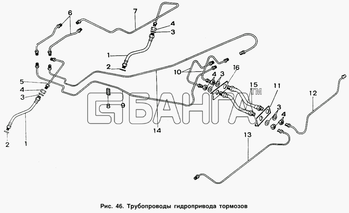 ИЖ ИЖ 2126 Схема Трубопроводы гидропривода тормозов-86 banga.ua