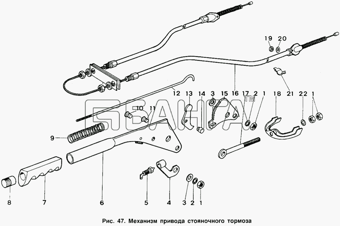 ИЖ ИЖ 2126 Схема Механизм привода стояночного тормоза-90 banga.ua