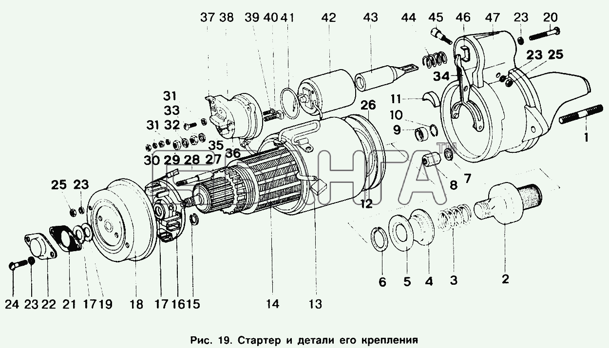 ИЖ ИЖ 2126 Схема Стартер и детали его крепления-119 banga.ua