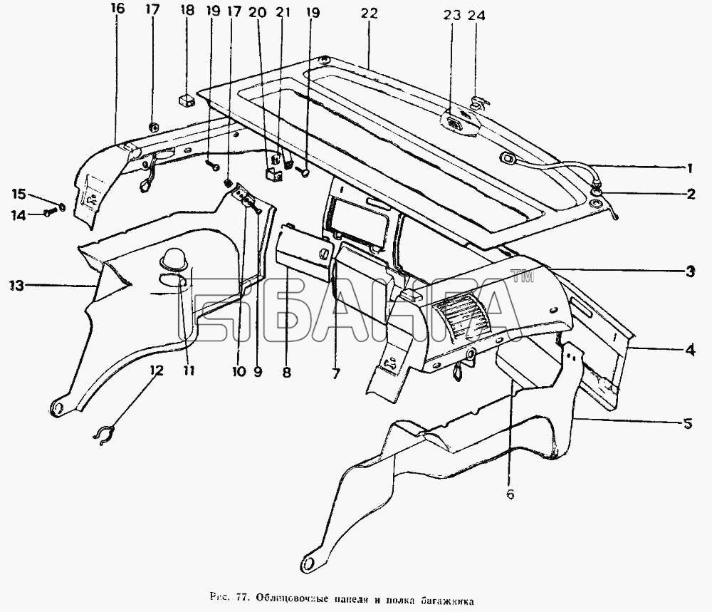 ИЖ ИЖ 2126 Схема Облицовочные панели и полка багажника-19 banga.ua