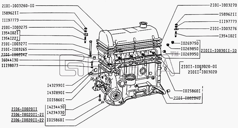 ИЖ ИЖ 2126 с двигателем ВАЗ Схема Блок цилиндров и головка блока-9