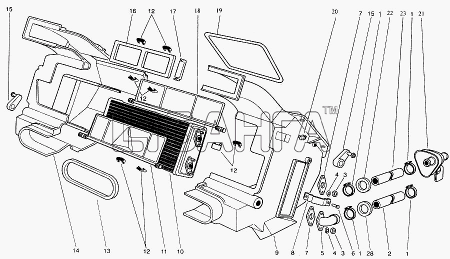 ИЖ ИЖ 2126 с двигателем ВАЗ Схема Отопитель со шлангами-5 banga.ua