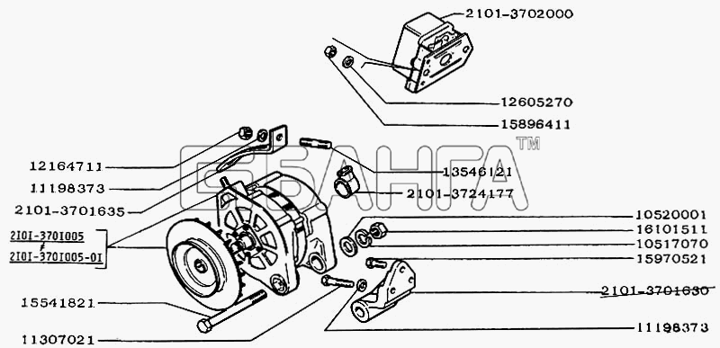 ИЖ ИЖ 2126 с двигателем ВАЗ Схема Установка генератора и реле