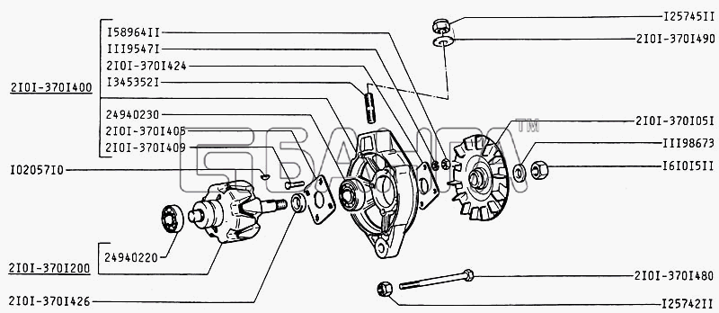 ИЖ ИЖ 2126 с двигателем ВАЗ Схема Детали генератора-57 banga.ua