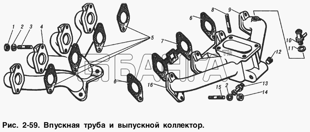 ИЖ ИЖ 2715 Схема Впускная труба и выпускной коллектор-58 banga.ua