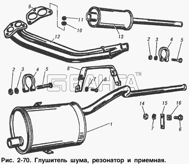 ИЖ ИЖ 2715 Схема Глушитель резонатор и приемная труба banga.ua