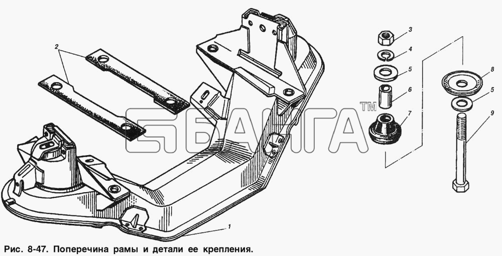 ИЖ ИЖ 2715 Схема Поперечина рамы и детали ее крепления-94 banga.ua