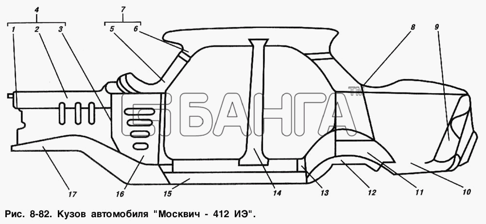 ИЖ ИЖ 2715 Схема Кузов автомобиля Москвич-412 ИЭ -3 banga.ua