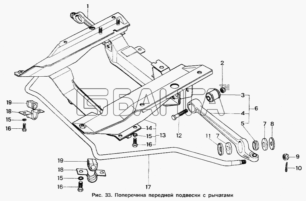 ИЖ ИЖ 2717 Схема Поперечина передней подвески с рычагами-83 banga.ua