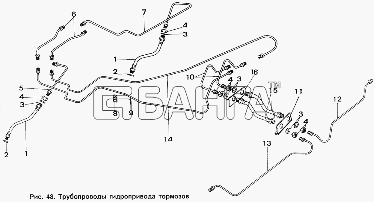 ИЖ ИЖ 2717 Схема Трубопроводы гидропривода тормозов-100 banga.ua