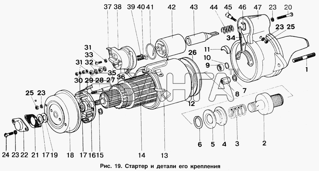 ИЖ ИЖ 2717 Схема Стартер и детали его крепления-110 banga.ua
