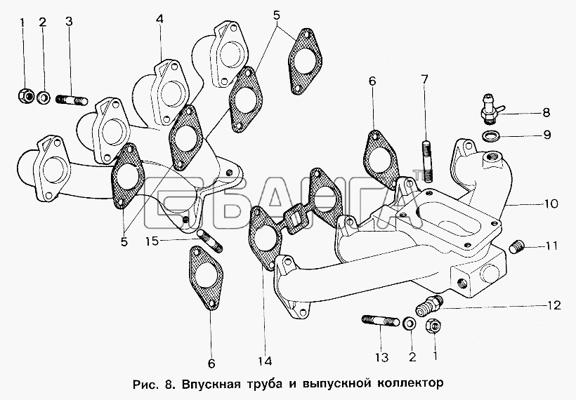 ИЖ ИЖ 2717 Схема Впускная труба и выпускной коллектор-12 banga.ua