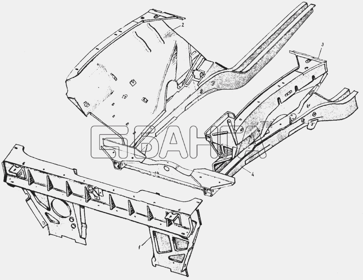 ИЖ ИЖ 412 Схема Рама (подмоторная) брызговики крыльев и banga.ua