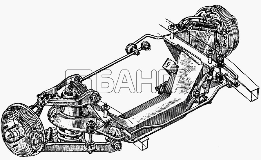 ИЖ ИЖ 434 Схема Подвеска передняя с тормозами амортизаторами banga.ua
