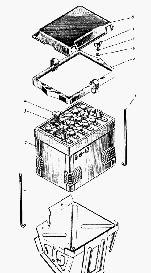 ИЖ ИЖ 427 Схема Аккумуляторная батарея и ее крепление-92 banga.ua
