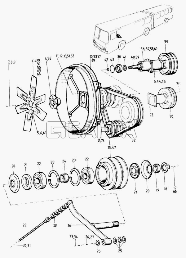 Ikarus 260.50 Схема Вентилятор и его привод-100 banga.ua