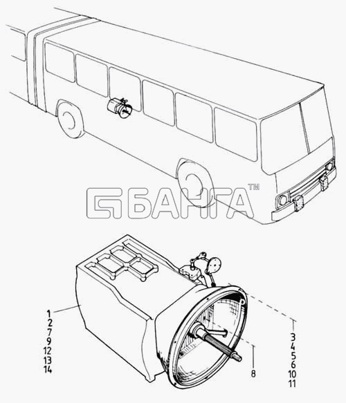 Ikarus 260.50 Схема Установка коробки передач-117 banga.ua
