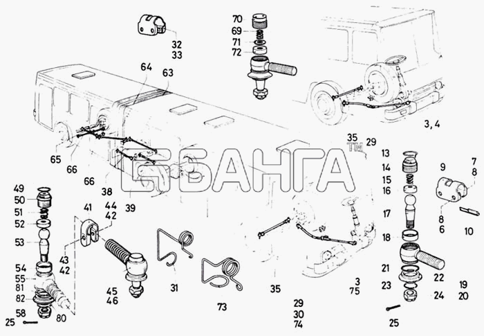 Ikarus 260.50 Схема Рулевое управление и рулевые тяги-189 banga.ua
