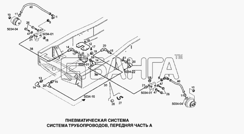 IVECO Stralis Схема Пневматическая система система трубопроводов