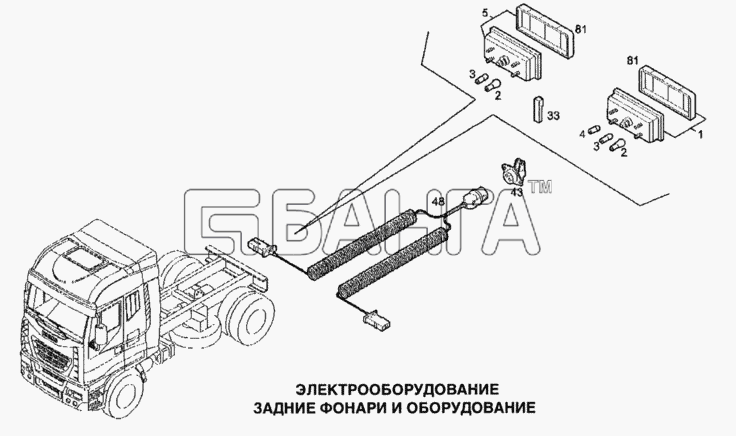 IVECO Stralis Схема Электрооборудование задние фонари и banga.ua