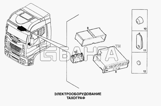 IVECO Stralis Схема Электрооборудование тахограф-201 banga.ua