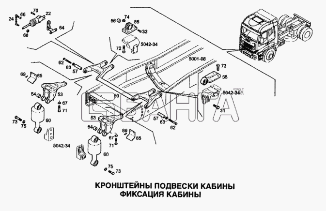 IVECO Stralis Схема Фиксация кабины-216 banga.ua