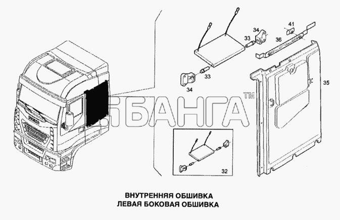 IVECO Stralis Схема Внутренняя обшивка левая-226 banga.ua