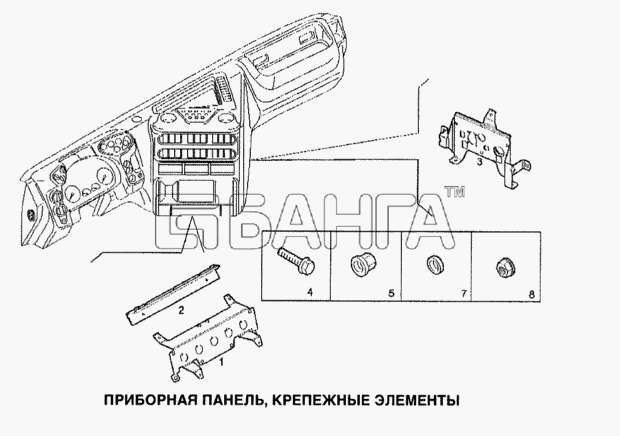 IVECO Stralis Схема Приборная панель крепежные элементы-231 banga.ua