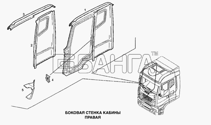 IVECO Stralis Схема Боковая стенка кабины правая-251 banga.ua