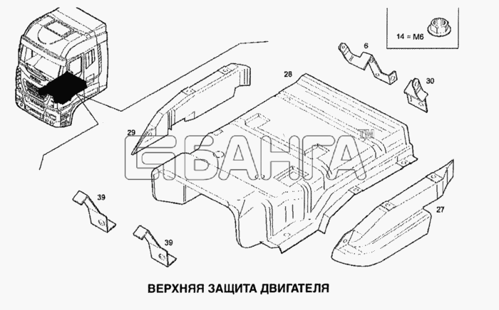 IVECO Stralis Схема Верхняя защита двигателя-295 banga.ua