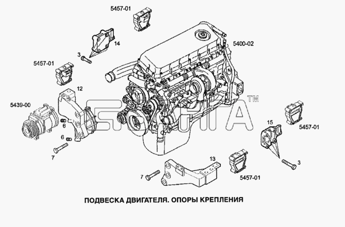 IVECO Stralis Схема Подвеска двигателя опоры крепления-6 banga.ua