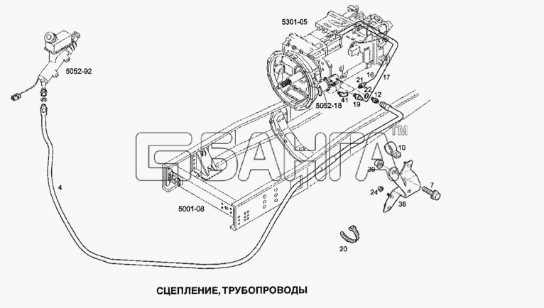 IVECO Stralis Схема Сцепление трубопроводы-84 banga.ua