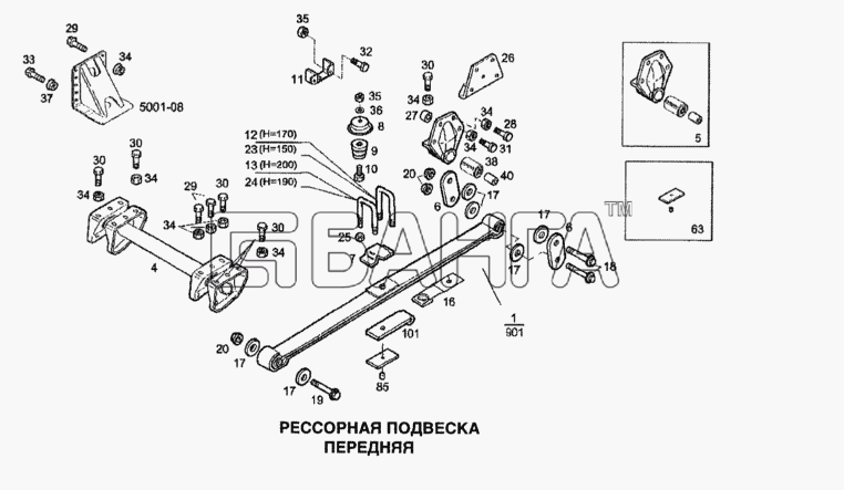 IVECO Stralis Схема Рессорная подвеска передняя-115 banga.ua