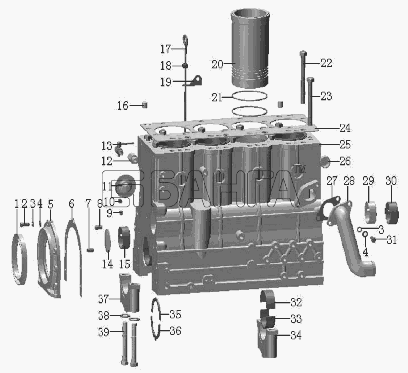 JAC Motors HFC 1020K-D134 Схема QC490Q(DI)-01000 Cylinder block